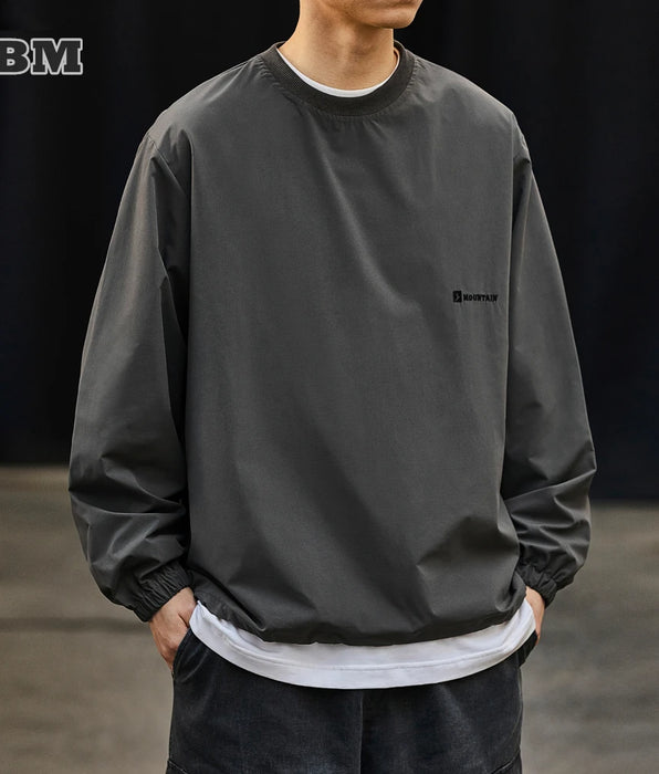Korean Streetwear Thin Couple Crewneck Sweatshirt Casual Long Sleeve Pullover
