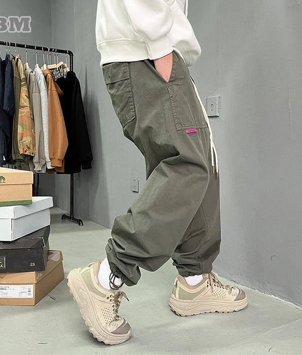 Japanese Streetwear Pure Cotton Casual Cargo Pants - Loose Fit