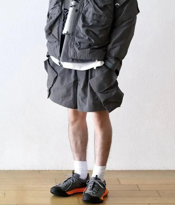 Comfy Japanese Waterproof Urban Shorts with Multi-pocket Design