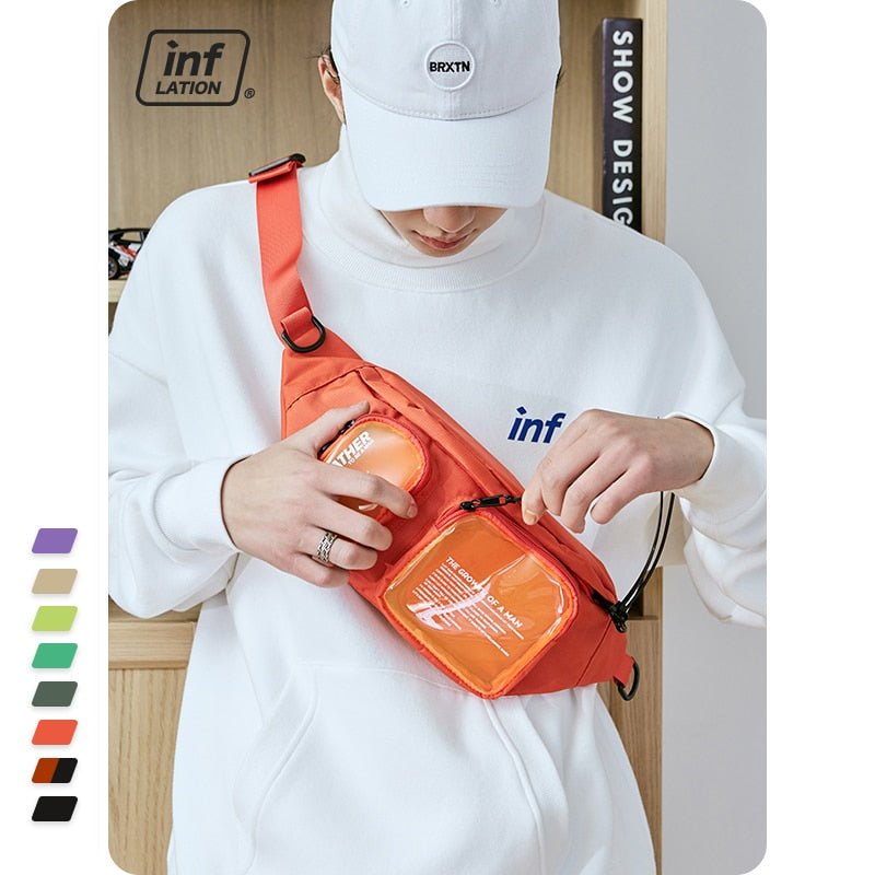 inflation - inflation - Multi-pocket Double Zipper Streetwear Waist Bag Clear Fanny Pack Belt Bag Transparent Plastic Large Bum Bag 228AI - Givin