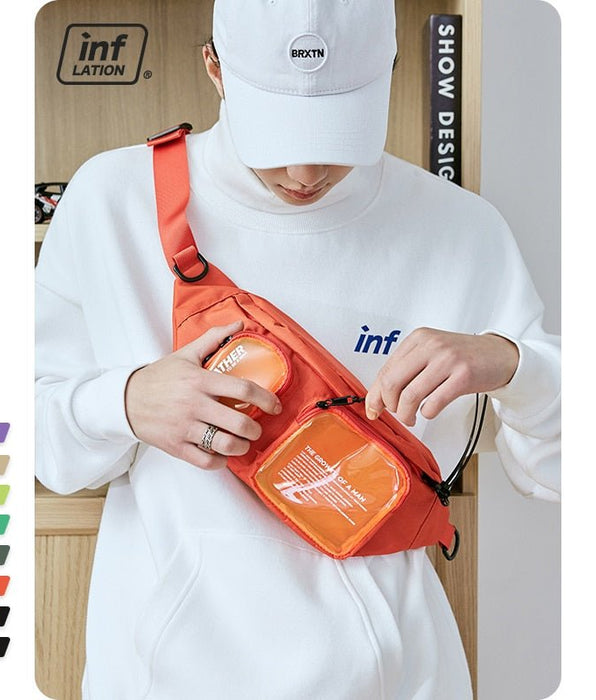 inflation - inflation - Multi-pocket Double Zipper Streetwear Waist Bag Clear Fanny Pack Belt Bag Transparent Plastic Large Bum Bag 228AI - Givin