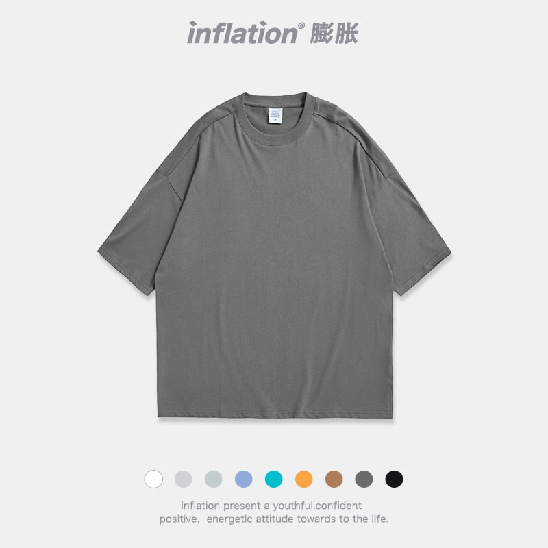 inflation - inflation - Short Sleeve Tees Casual Plain T-shirts 100% Cotton Oversized Tees Men T-Shirts 0057S21 - Givin