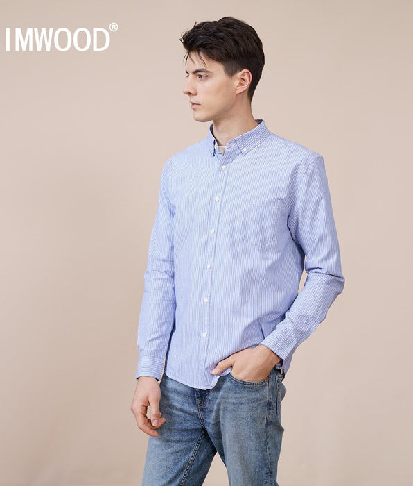 Simwood - Simwood - Vertical Striped Shirts Men 100% Cotton Casual Shirts Slim Fit Chest Pockets Shirt - Givin