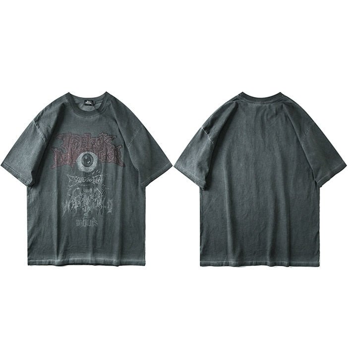 Tiny Spark - Tiny Spark - Men T Shirt Dark Streetwear Tshirt Evil Eye Print Harajuku Short Sleeve T-Shirt Cotton Tops Tees Oversize - Givin