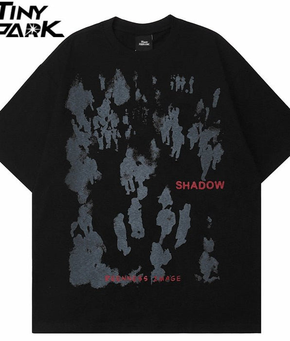 Tiny Spark - Tiny Spark - Men T-Shirt Streetwear Shadow Letter Printed T Shirt Short Sleeve Tshirt Harajuku Cotton Casual Tops Tees - Givin