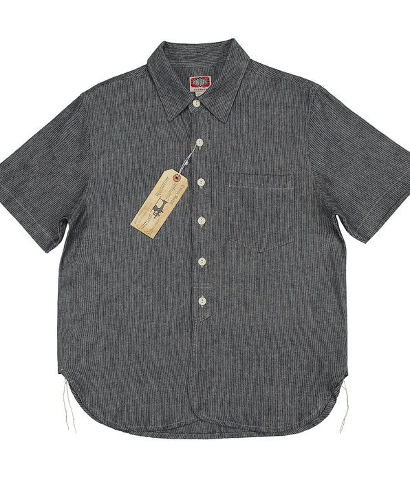 Salt Pepper Gray Short-sleeved Work Shirt - Vintage Mens Workwear