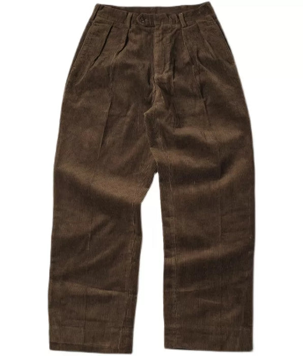 Pantalones de pana vintage Pantalones casuales plisados ​​para hombres - Corte holgado