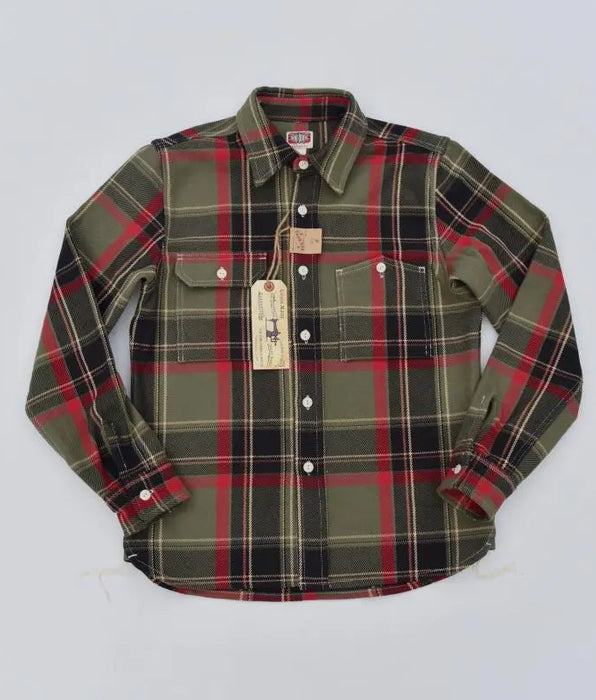 Vintage Inspired Plaid Work Shirts with Point Collar - Heavyweight