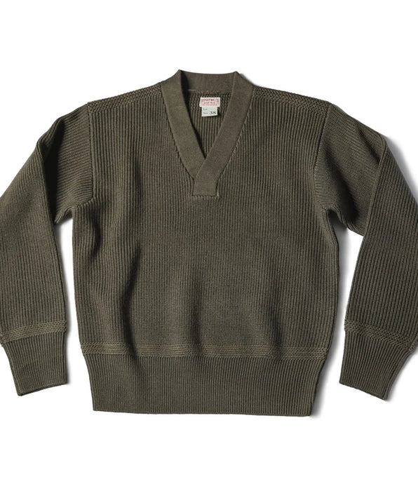 Jersey Mechanics Type A-1 con cuello en V - Jersey de punto de lana para hombre