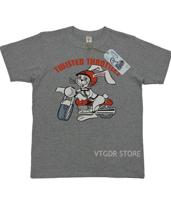 Camisetas retro para hombre con estampado de Bugs Bunny estilo motociclista - 3 colores