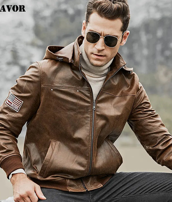 Chaqueta de piel de cerdo para hombre