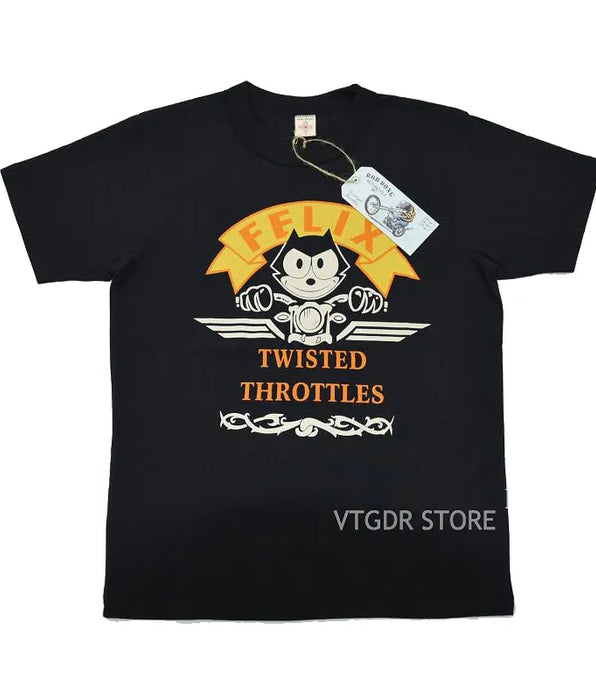 Felix Twisted Throttles' Printed Moto Graphic Tee Shirts