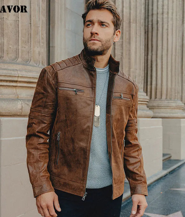 Men's Genuine Pigskin Leather Casual Jacket