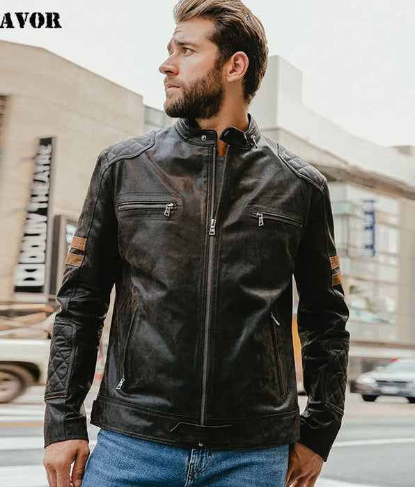 Men's Genuine Leather Motorcycle Jacket