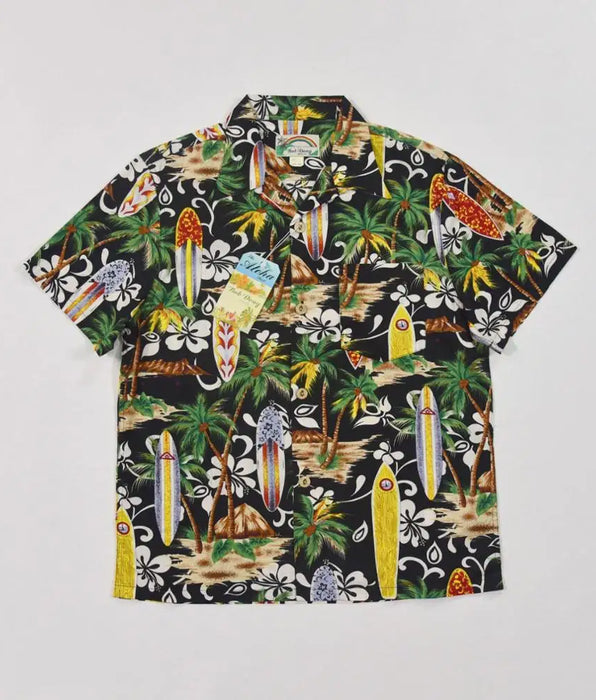 Tropical Surfboard Hawaiian Shirts for Men - 100% Cotton, Short Sleeve