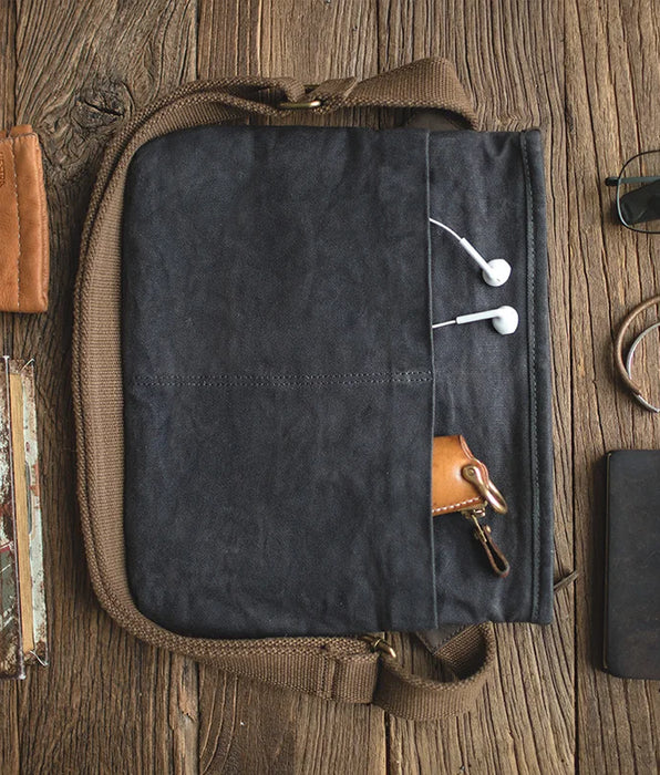Ropa de trabajo vintage Bolso retro oblicuo de un solo hombro Bolso cruzado de cera de aceite