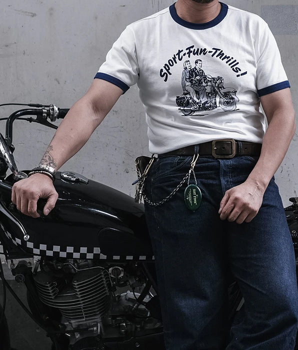 Camiseta con estampado de motocicleta - Camiseta de algodón para motociclista