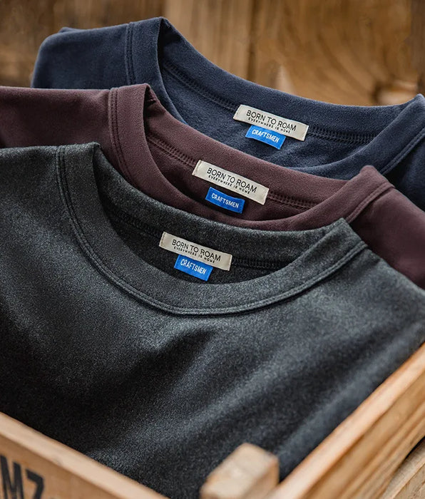 Camiseta de manga larga de felpa estilo ropa de trabajo con parte inferior de ropa interior elástica