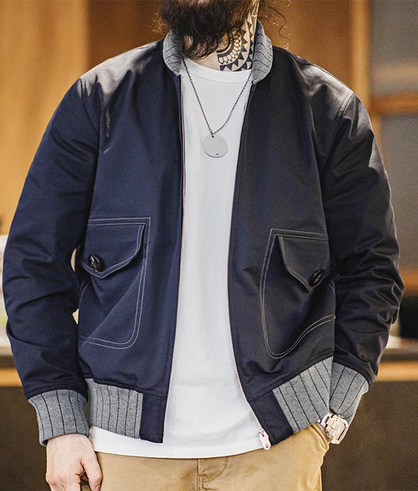 Retro A1 Pilot Jacket Bomber with Contrasting Color Patchwork