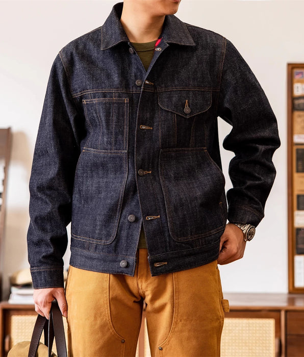 Lined Denim Cruiser Jacket Casual Style Mens Jean Outerwear