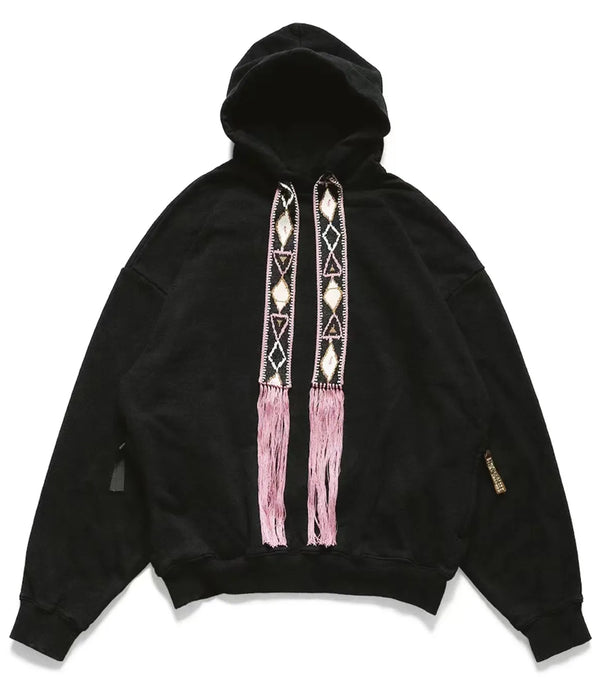 Japan Vintage Geometric Tassels Ethnic Style Embroidery Ribbon Loose Men's Hoodies