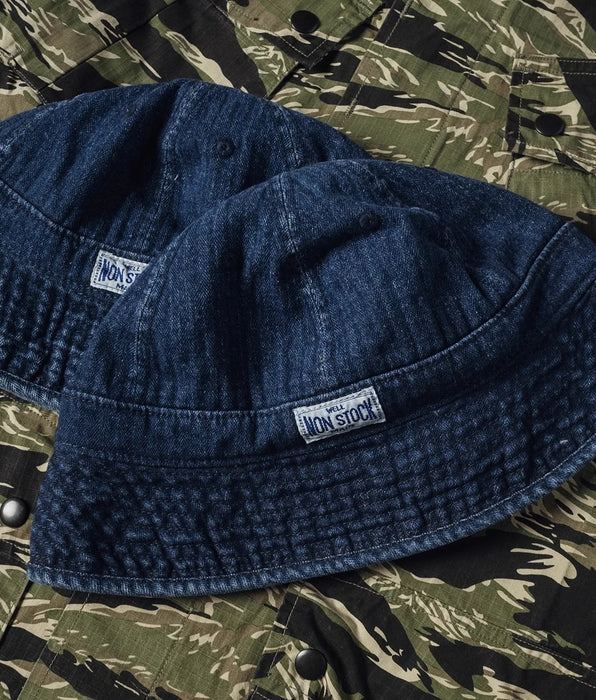 Herringbone Denim Bucket Hat Sun Cap