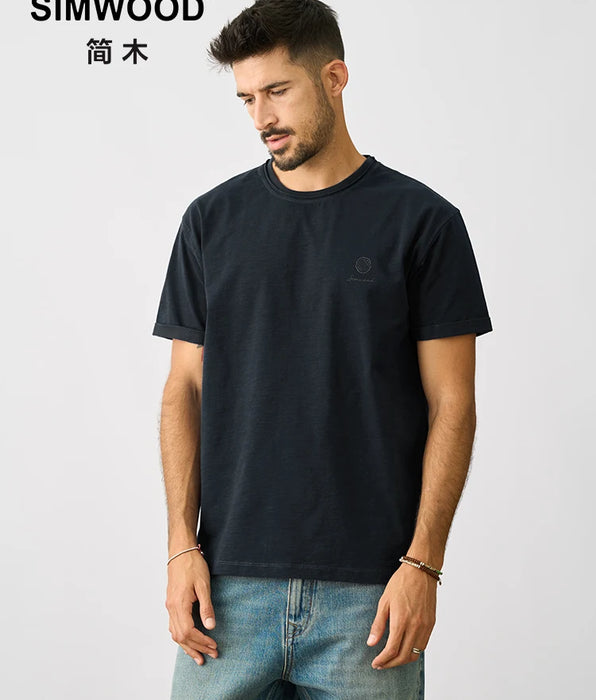 Oversize Slub Cotton Men's Casual T-shirts with Plus Size Tops