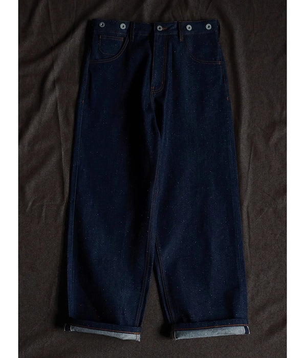 "Snowy" Neppy Buckle Back Jeans - Selvedge Denim Pants - Loose Fit