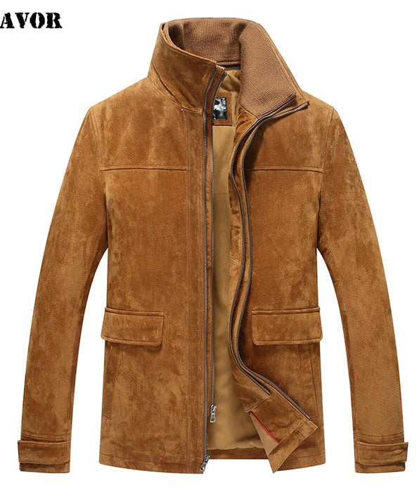 Chaqueta de cuero de ante para hombre