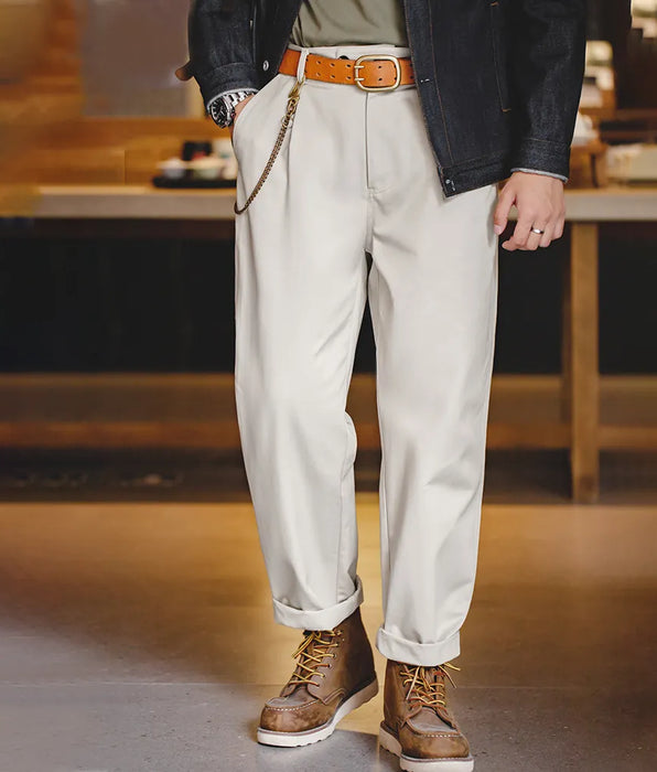 Vintage Gentleman Naples Pants - Casual Straight Wide Trousers