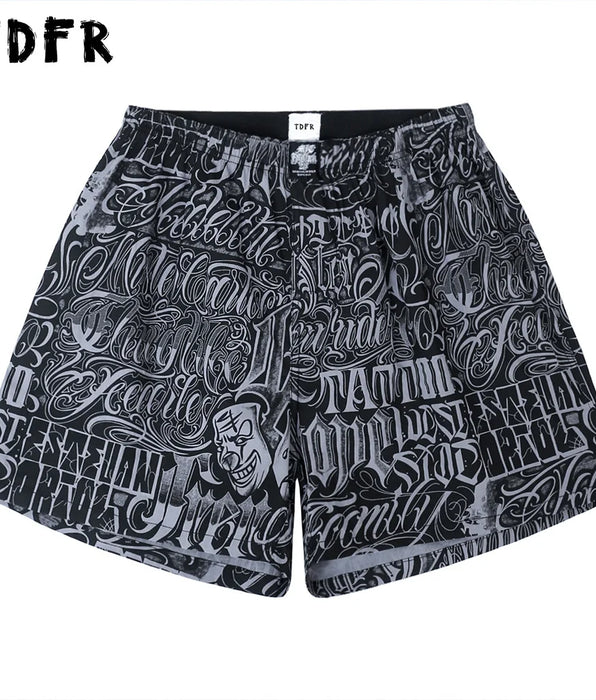 Casual Shorts Mens Chicano Style Streetwear Wide Leg Elastic Waist Pants