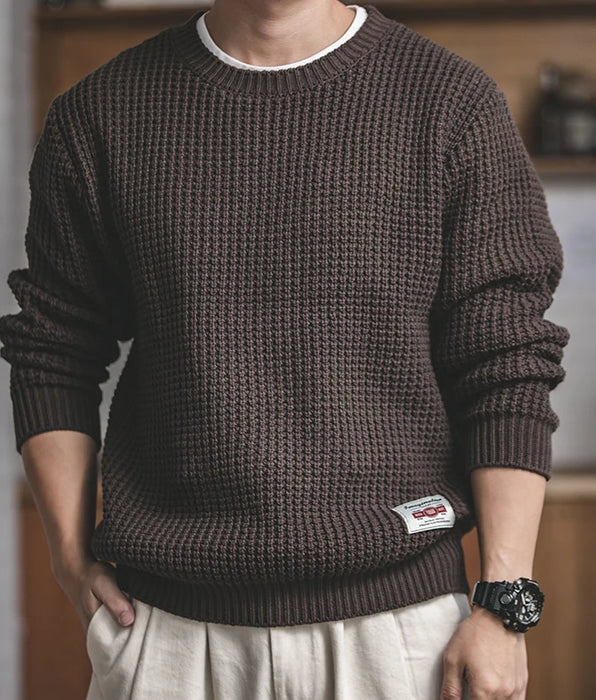Suéter retro grueso con cuello redondo - Ropa de trabajo