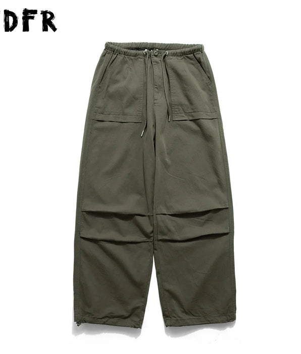 Pocket Cargo Joggers Pants with Drawstring Waist and Wide Leg