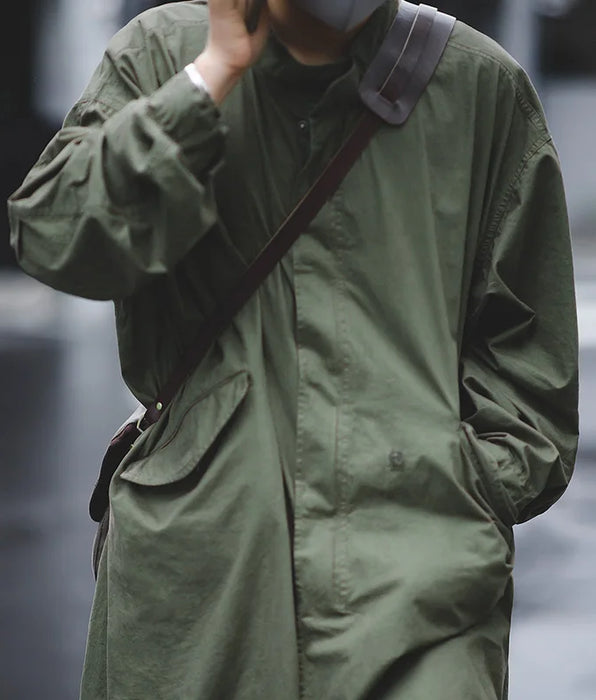 Gabardina vintage M51 con cola de pez verde militar y camel para hombre con cuerda tejida en la cintura