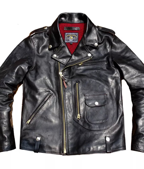 Chaqueta de cuero J-24 para hombre Prendas de vestir estilo motociclista