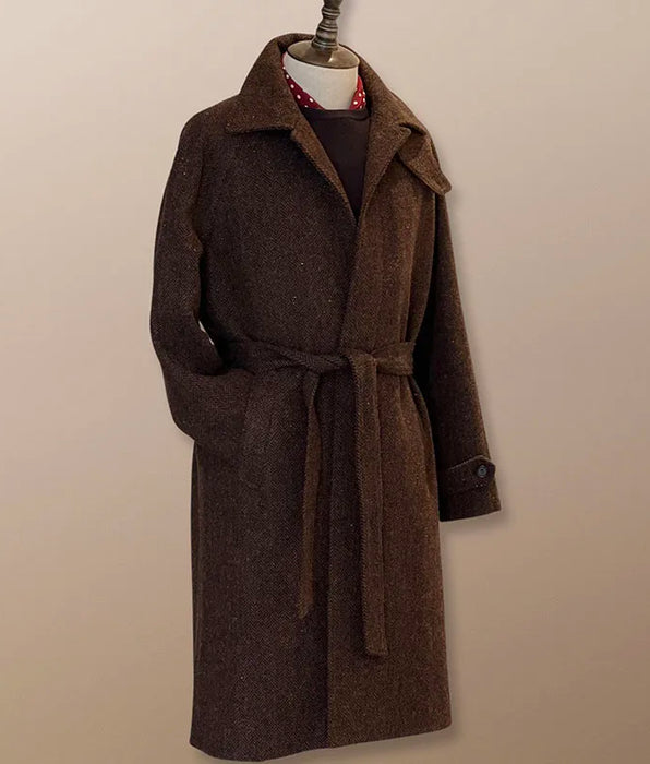 Men's Tweed Balmacaan Coat - Classic Elegant Style Windbreaker