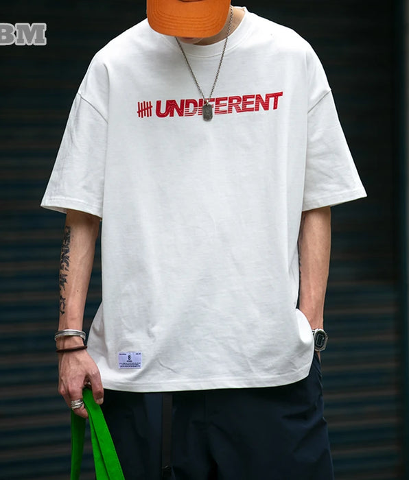 Japanese Streetwear Letter Print Cotton T-Shirt - Casual Short Sleeve Tee