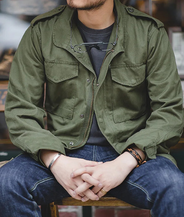 Army Green Oversize Denim Jacket Military Vintage Casual Windbreaker