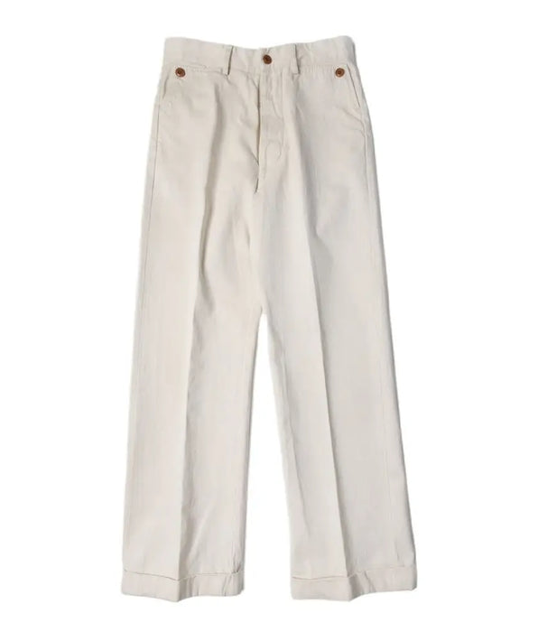 Men's Wide Leg Selvedge Chino Pants - High Waist Straight Casual Style