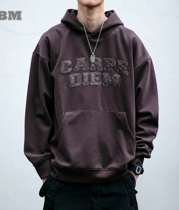 Sudadera con capucha extragrande coreana para hombre con bordado de letras - Sudadera de alta calidad