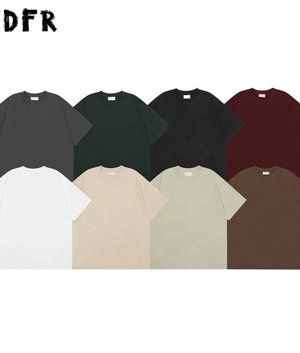 Camisetas cortas básicas de manga para hombre, Camiseta holgada informal de Color sólido, Camiseta de algodón de media manga con cuello redondo para verano