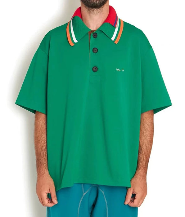 Kolor Japan Tricolor Stitching Embroidery Double Collar Polo Shirt