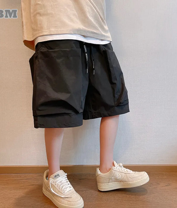 Plus Size Korean Big Pocket Cargo Shorts Men Casual Basketball Baggy Shorts