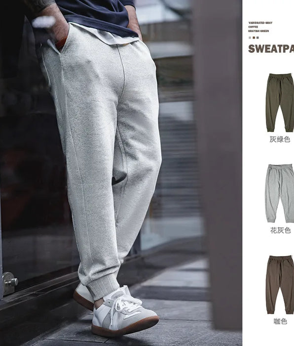 Retro Ankle Elastic Waist Pants Straight Tube and Patchwork Casual Sports Pants