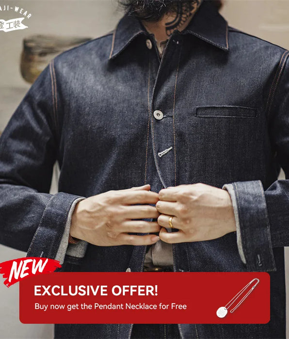 Chaqueta vaquera retro para hombre con abrigo de solapa - Marca original
