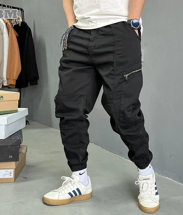 BM Vintage Zipper Pocket Cargo Pants - Casual Tactical Joggers