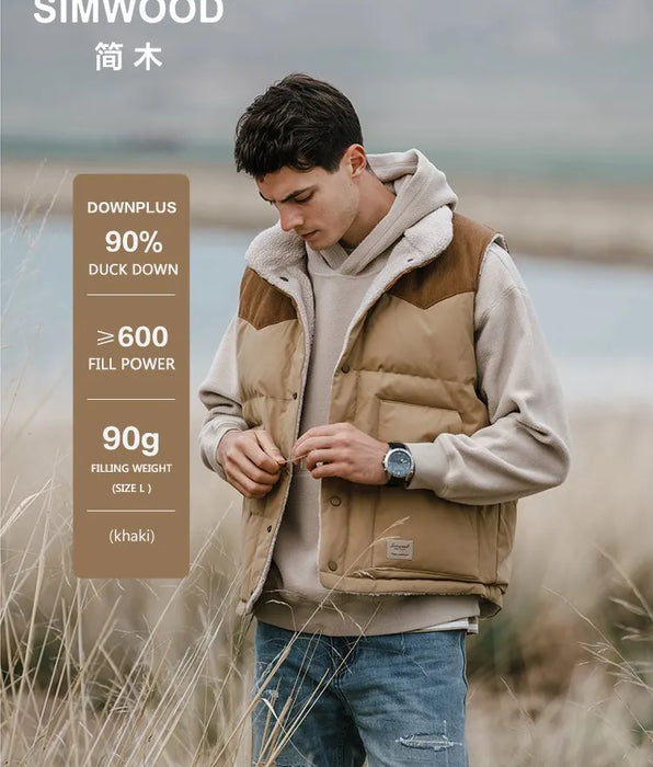 Chaqueta Chaleco Reversible Sherpa Forrado Sin Mangas Casual - Plumón De Pato Blanco