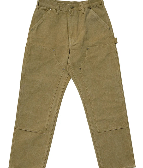 Men's Canvas Carpenter Pants Utility Work Trousers - Safari Style