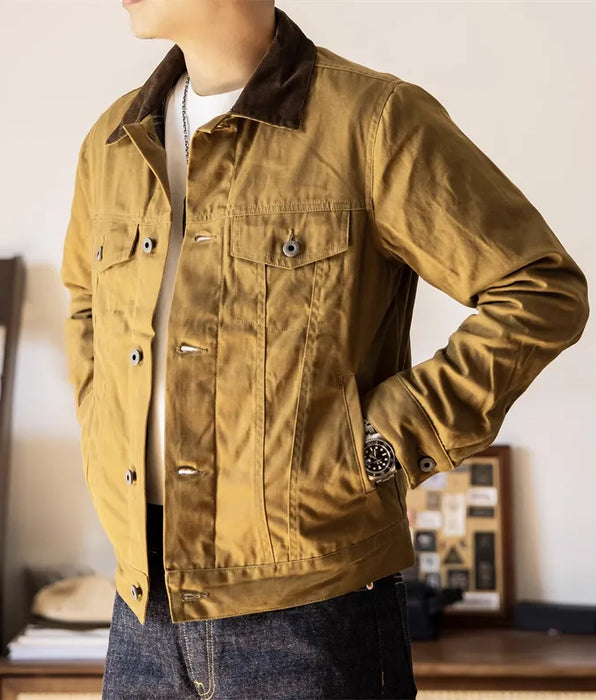 Type 3 Waxed Jacket with Corduroy Collar - Waterproof and Rugged Style