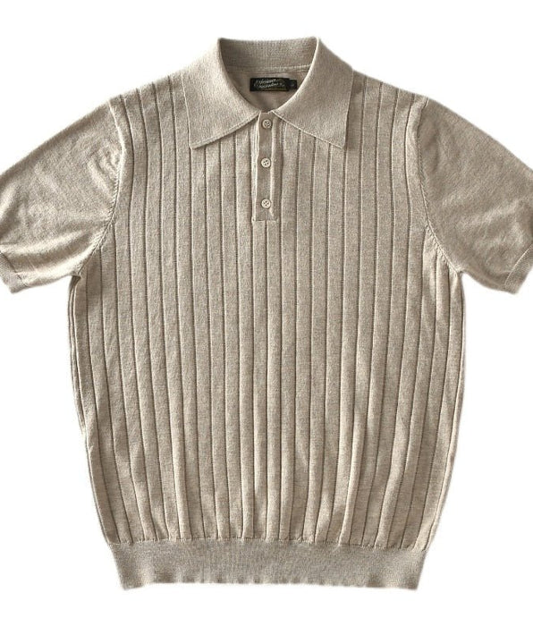 Crush on Retro - Crush on Retro - Mens Polo Retro Stripped Knitted Original Shirt Vintage Shirt Short Sleeves Tennis Golf Wear Mens Husband Clothes Wish - Givin